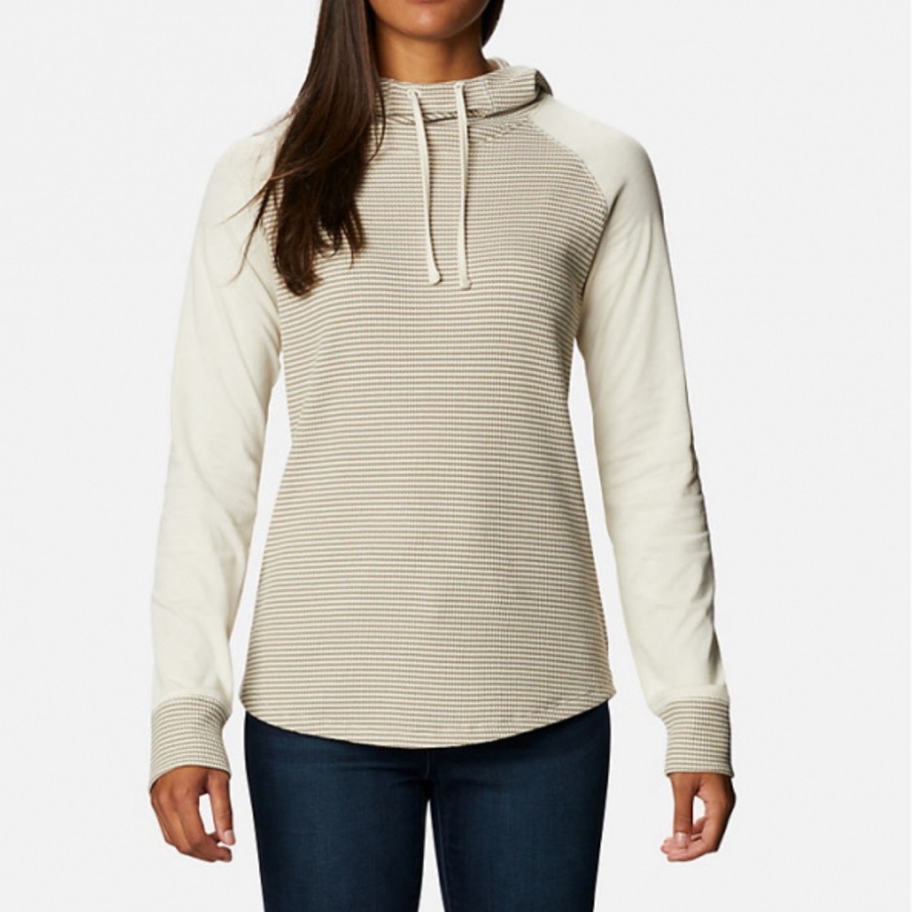 Columbia Cream and Tan Cascade Gorge Hoodie Pullover Top Size XS